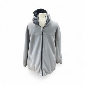 Rigo Sportswear Men’s XL Reversible Gray Jacket Nylon/Fleece Removable Hood EUC